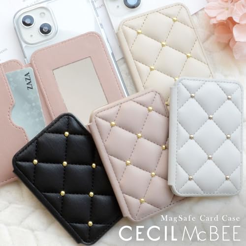【 CECIL McBEE 正規品 】MagSafeカードケース 3枚収納 M-factory カードホルダー iPhone マグセーフ用マグネット iPhone17/16/15/14/13/12シリーズ対応 セシルマクビー ブランド マグセーフカードケース (ピンクモカ)