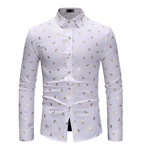 Chemise à imprimé rose pour homme Niiyyjj coupe ajustée blanc taille M décontractée