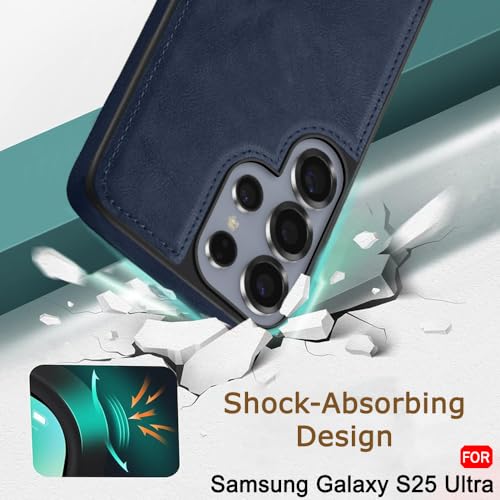 Image of TheGiftKart Genuine Leather Finish Back Cover Case for Samsung Galaxy S25 Ultra 5G | Shockproof Design | Camera & Screen Protection | Stunning Minimalist Design Back Cover Case (Black, Blue)