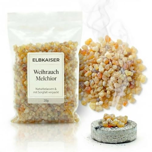 Weihrauch zum Räuchern Melchior Kirchenweihrauch 20g - Hochwertiges Räucherharz - Rosenweihrauch - Frankincense Resin - Incense Weihrauch Harz akgünlük sakizi
