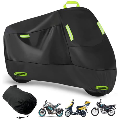 Heavy Duty Motorcycle Cover,300D Oxford Motorbike Cover Waterproof Outdoor,Moped Scooter Cover Rain UV Dust Protection,fit up to 84 inch Bike Bicycle(86.6x37x43inch)
