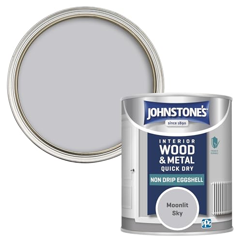 Johnstone's - Quick Dry & Nondrip Eggshell Paint for Wood & Metal - Moonlitsky | Interior | Low Odour, Water-Based Formula, Dry in 1-2 Hours | 12m2 Coverage per Litre | 750ml