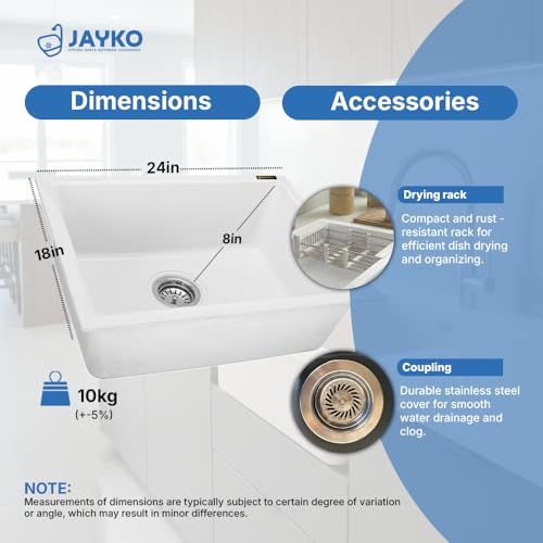 Image of JAYKO Quartz Acrylic Kitchen Sink for Modular Kitchen | Granite Finish, Scratch & Heat Resistant | Easy to Clean & Stylish Sink for Home (WI, 24x18in)