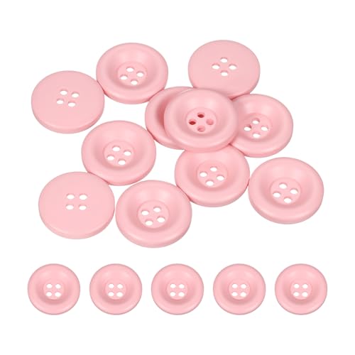 HARFINGTON 10pcs Sewing Button 23mm (7/8 Inch) 4 Holes Resin Thickened Round Crafting Replacement Buttons for Clothing DIY Crafts Decoration, Pink