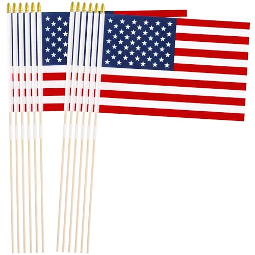 12 Pcs 12x18 In American Flags for Outside 4th of July Grounded Decorations Outdoor Weatherproof 250 Anniversary USA Flag for Memorial Day Patriotic Decor Fourth of July Accessories