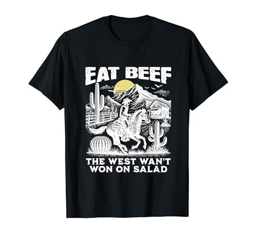 Eat Beef Carnivore Diet Western Cowboy Scenery Meat Lover T-Shirt