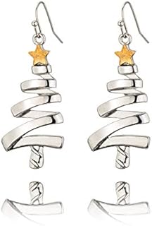 Silvery Christmas Tree Earrings, Christmas Earring Jewelry Gifts, Christmas Tree Jewelry for Women Girls