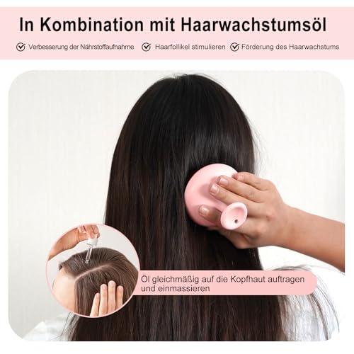 SHINLEA Kopfhaut Massagebürste, Weichem Silikon Shampoo Haarbürste für Peeling und Kopfmassage, Stimulieren das Haarwachstum, Reduziert Schuppen,Haar Sanft Kopfmassage Bürste für Nass Trocken Haar.