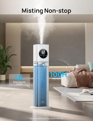 Image of DREO 11L Smart Humidifier Large Room 700 ft, Humidifiers for Bedroom, 100H | 26dB Quiet, Auto Mode, APP & Remote Control, Clean Tank Technology, RGB Light, Aroma Box, Cool Mist Humidifier HM735S, Blue