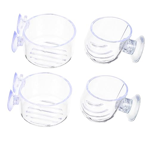 EXAOMBLE 4pcs Bloodworm Feeder Cup Suction Cup Aquarium Fish Tank Decor Acrylic Holder
