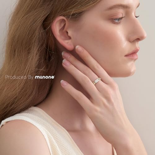 munone18k Gold Plated Minimalist Princess Cut Cubic Zirconia,Channel Set Eternity Rings for Women Men,Non Tarnish Hypoallergenic Titanium Band Stackable Ring3