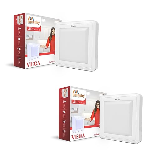 Image of Murphy 15W Vega LED Square Surface Panel Light (Cool White, Pack of 2,Plastic)