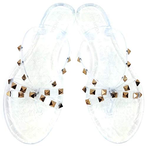 Image of TOP Moda Womens Studded Jelly Flip Flops Sandals with Bow