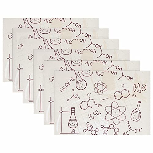 Lot de 6 sets de table chimie dessinés main haute résistance - 6