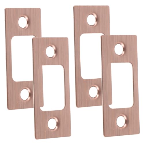 Angoily 4個 木製ドアロックアクセサリー ドアパーツ ステンレス修理キット 室内ドア用受け皿 ドアプレート デッドボルト ストライク プレート デッドボルト取り付けキット ステンレス鋼