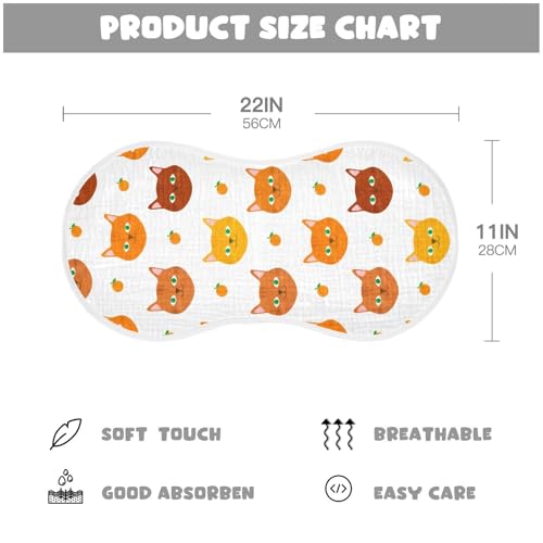 2 Pack Baby Burp Cloths, Soft Absorbent Burping Cloths for Babies, Cotton Milk Spit Up Rags, Large Size for Newborns, Baby Boys and Girls (Playful Fruit Cats)4