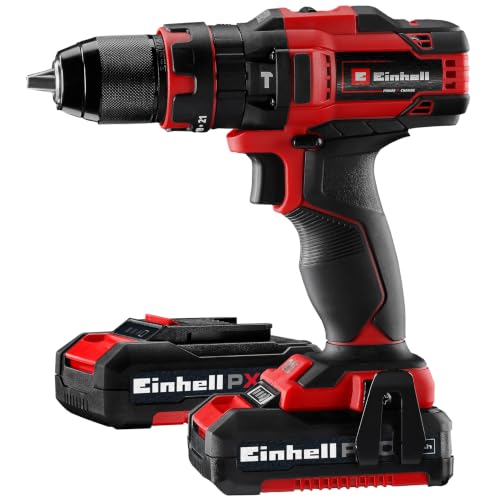Einhell Akku-Schlagbohrschrauber-Set TE-CD 18/40 Li-i +64 (2x2,0 Ah) | PXC | 18 V | 40 Nm | 13-mm-Bohrfutter | 2-Gang | 21+1 Drehmomentstufen | 2x 2,0 Ah Akku & Ladegerät | 64-tlg. Zubehör