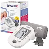 B.Well Swiss Automatisches Oberarm-Blutdruckmessgerät PRO-35, Blutdruckmesser zur Arrhythmie-Erkennung mit Blutdruck-Anzeigeskala und 30 Speicherplätzen, Inkl. waschbarer Manschette, Größe M-L