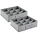 mDesign Soft Fabric 9 Section Dresser Drawer and Closet Storage Organizer for Child/Kids Room, Nursery, Playroom - Divided Large Organizer Bin - Textured Print with Solid Trim, 2 Pack - Gray