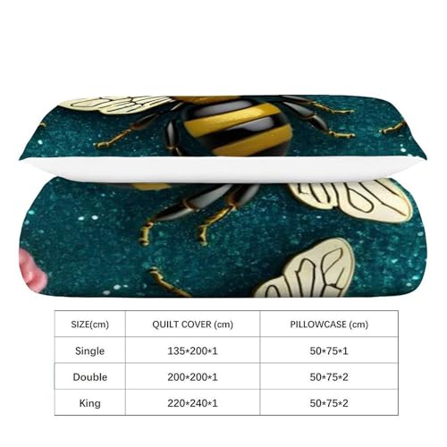 Housse de couette single animaux 3D Wasp Bedding microfibre sans repassage