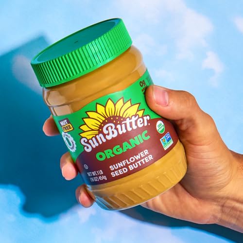 Image of SunButter Organic Sunflower Seed Butter, 16 oz Nut-Free Spread with 7g Plant-Based Protein, Roasted Rich & Savory Flavor, Smooth Texture | Vegan, Kosher & Non-GMO