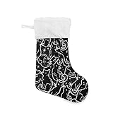 Burbuja Magical Black Cats Christmas Stocking 18 in Hanging Stocking with White Cuff, X-mas Stocking for Family Holiday Party Decorations, 1 Pack