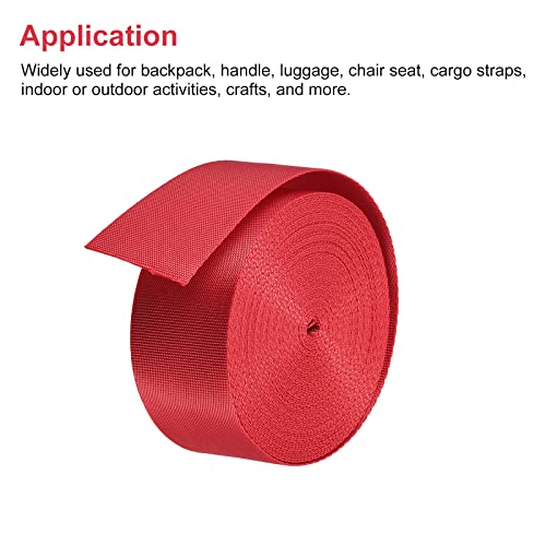 Image of Nylon Webbing Strap, 10 Metres, 1 inch /1.5 inch /2 inch Width, 0.7 mm Thickness (Red, 1.5 inch)