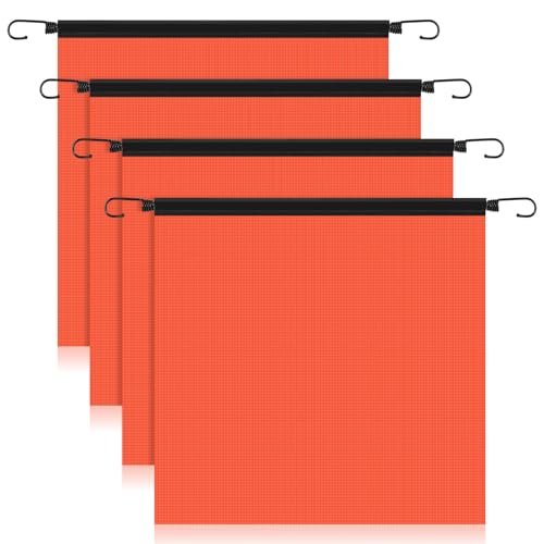 4PCS Safety Flags for Trucks, 18 X 18 Inch Safety Flag for Truck Warning Flags with Elastic Hook for Truck Loads Large Pvc Mesh Warnings Flag for Car, Trailer, Boat, Trailer and Cars
