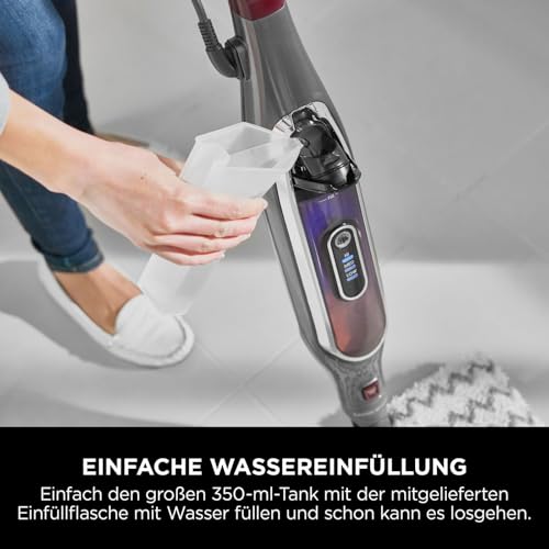Shark automatischer Klik n’ Flip Dampfreiniger für Hartböden mit intelligenter Dampfsteuerung, Steam-Blaster, mit 2 waschbaren Reinigungspads, 350 ml, 6m Kabel, Grau/Bordeaux S6003EU