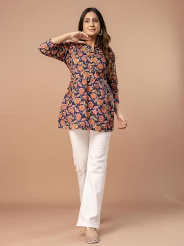 Image of feranoid Top - Mandarin Collar, 3 /4 Sleeves, Flattering Fit,Sizes (S-XXL)