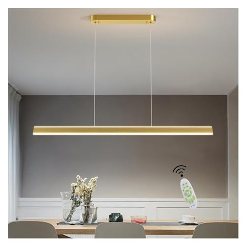 Lustre LED suspendu réglable en hauteur, luminaire linéaire doré de 58W
