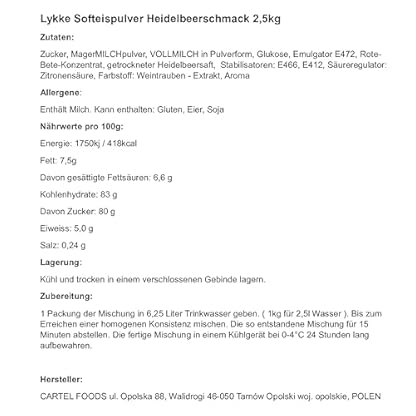 Softeispulver Heidelbeere 2,5kg | 7-9 Liter fertige Mischung | Eis Pulver für Softeismaschine - cremiges Softeis für Zuhause & Gastronomie - Eispulver mit Heidelbeergeschmack – Bild 3