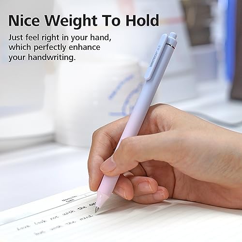 Writech Retractable Gel Ink Pens: 8ct Black Ink 0.5mm Fine Point Tip Pen Comfort Grip Smooth Writing with Aesthetic Gradient Color Barrel for Journaling Note Taking Sketching No Bleed & Smear - Thumbnail 6