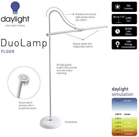 Daylight Company DN1530 , Integrated, 10 W, Duolamp_Floor_White , 132x53x21cm