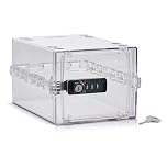 Lockabox Mini Plus™ | Small Lockable Box with Combination Lock & Access Key (3L) | Mini Storage Lock Box for Medicines, Snacks & Phones | External Size 22.3 x 15.4 x 12 cm (Crystal)