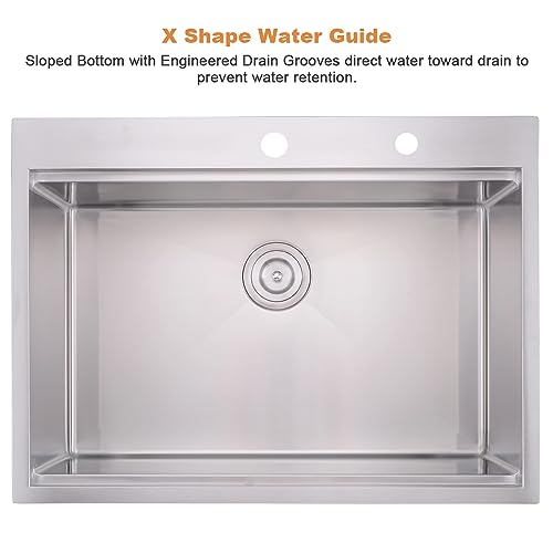 Image of 33x22 Drop In Kitchen Sink Workstation-Bokaiya 33 Inch Stainless Steel Drop In Sink Topmount 16 Gauge 10 Inch Deep Above Counter Single Bowl Kitchen Sink with Cutting Board