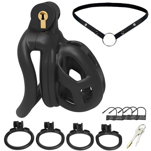 Fritosy Resin Male Chastity Cage Chastity Device with 4 Rings and Auxiliary Chastity Belt for Men - Adult BDSM Sex Toys for Penis Bondage Sex Games (Nub)