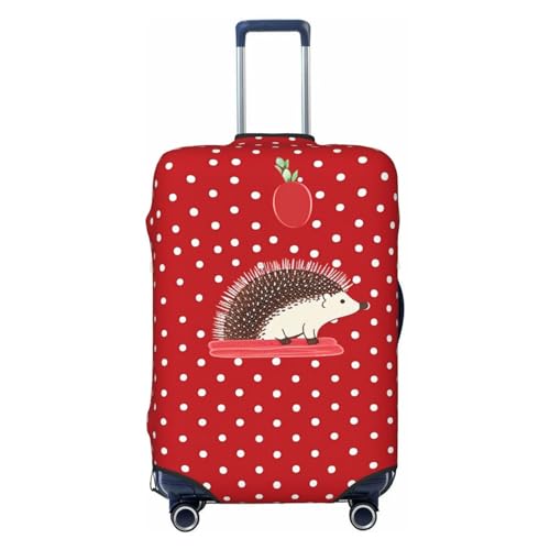 Red Polka Dot Hedgehog Travel Luggage Cover Suitcase Protector Washable Elastic Suitcase Cover Anti-Scratch Luggage Protector Travel Suitcase Baggage Cover Fits 18-32 Inch Suitcase X-Large