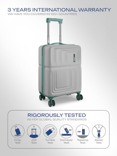 Image of Safari Roma Hard Luggage Trolley Bag with 8 Wheels Cabin Size Carry on Suitcase - Fog Grey