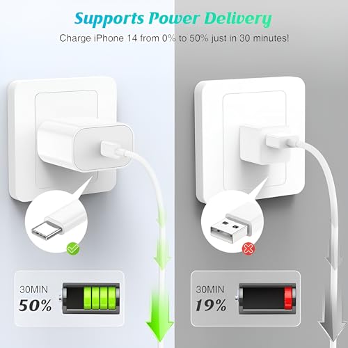 Image of USB C to Lightning Cable 2Pack 3FT Type C Charger Fast Charging Cord Compatible for Apple iPhone 14 /14 Pro /14Pro Max /13 /13 Pro /12 /12 Pro /11 /11 Pro /XR /XS /X /8 /8 Plus /7 /7 Plus Power Delivery Cord, White