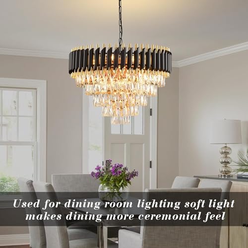 Image of Virya Chandelier for Living Room Modern Ceiling Light Jhumar for Hall Light for Living Room (Black, 600mm)