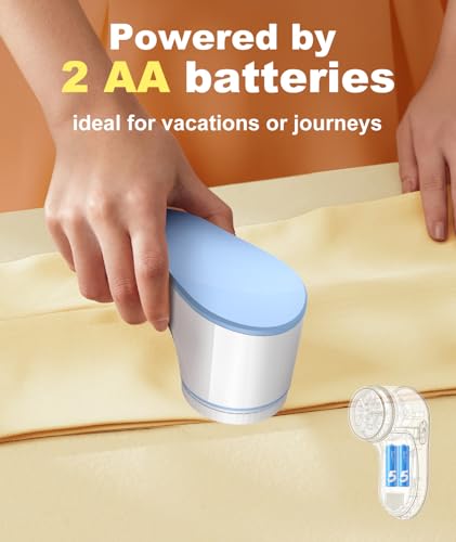 Fabric Shaver, Lint Remover for Clothes, Effectively and Quickly Remove Pills, Sweater Shaver with Stainless Steel 3-Leaf Blades and Safety Lock Protection.(Blue & White) - Image 6