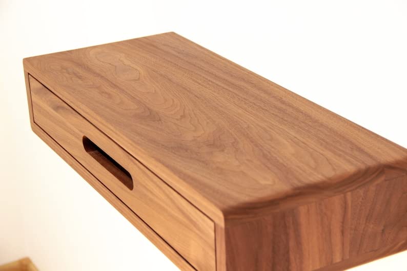 Image of IThree Modern Nightstand with Open Shelf, Single Drawer, Black Wood, Mid-Century Style Legs (Style 1) (Style 1)