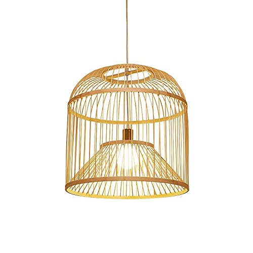 Lustre restaurant café déco suspension cage à oiseaux en bambou E27