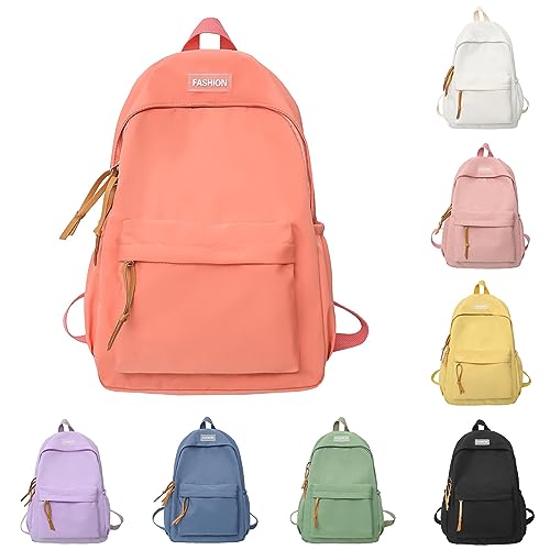 School Starts Season Fashion Women Girls Student Zipper School Bag Nylon Travel High Capacity Backpack (Pink, One Size)2