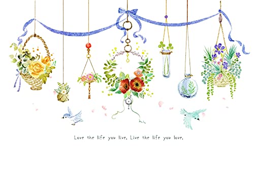 ND タペストリー 北欧 ハンギングプランター ボタニカル おしゃれ ナチュラル シンプル 植物 花 フラワー 動物 猫 鳥 グリーン リーフ 大判 癒し 部屋 飾り付け 窓 景色 インテリア 背景布 インスタ映え グッズ 小物 テレワーク カフェ (デザイン1)のサムネイル