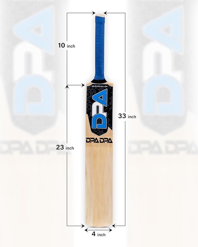 Image of Poplar Willow Cricket Bat Wooden Cricket Bat for Tennis Ball & Leather Ball Lightweight Durable Strong Bat Comfortable Grip Long Handle (Blue Bat Ball Cover 3)