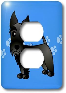 Miniatura 2 de 3dRose LSP _ _ _ _ _ _ _ _ _ _ 40870_ _ _ _ _ _ _ _ _ _ 6Cute Negro Scottie dibujos animados perro azul con cubierta de Pawprints Interruptor de luz