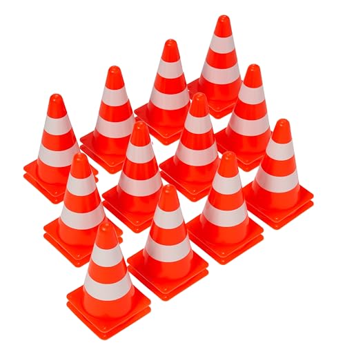 BRAMBLE 24 Cônes de Signalisation, Plot, Cônes Circulation (23cm) - Cônes de Sécurité avec Bandes Réfléchissantes - Sport, Football, Jeux Enfants, Entrainement de...