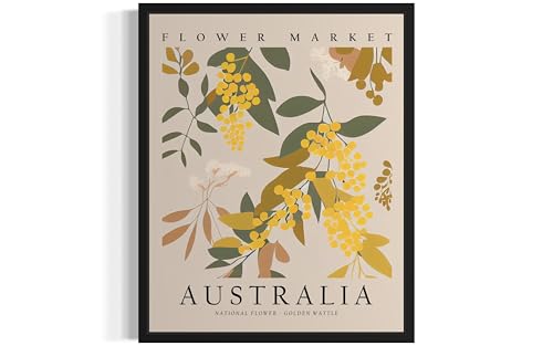 Australia Flower Market Art Print Poster, Wall Art Floral Painting Botanical Decor for Bedroom, Kitchen, Bathroom Livingroom Decoration 82A (Australia, 24 x 36 inches, Unframed)